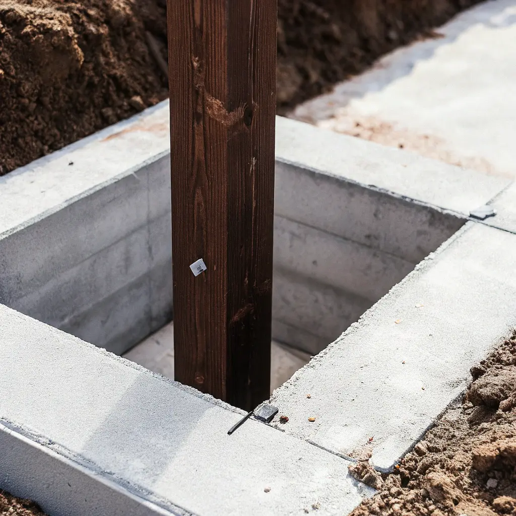 Grindstolpe med betongförankring