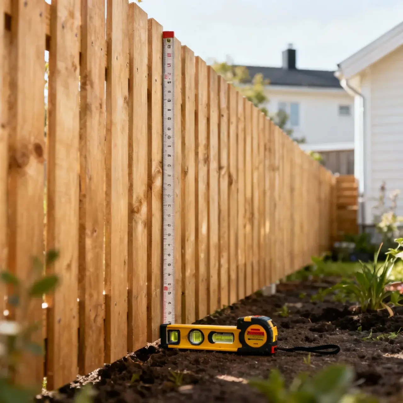 Person som mäter stakethöjd från marknivå