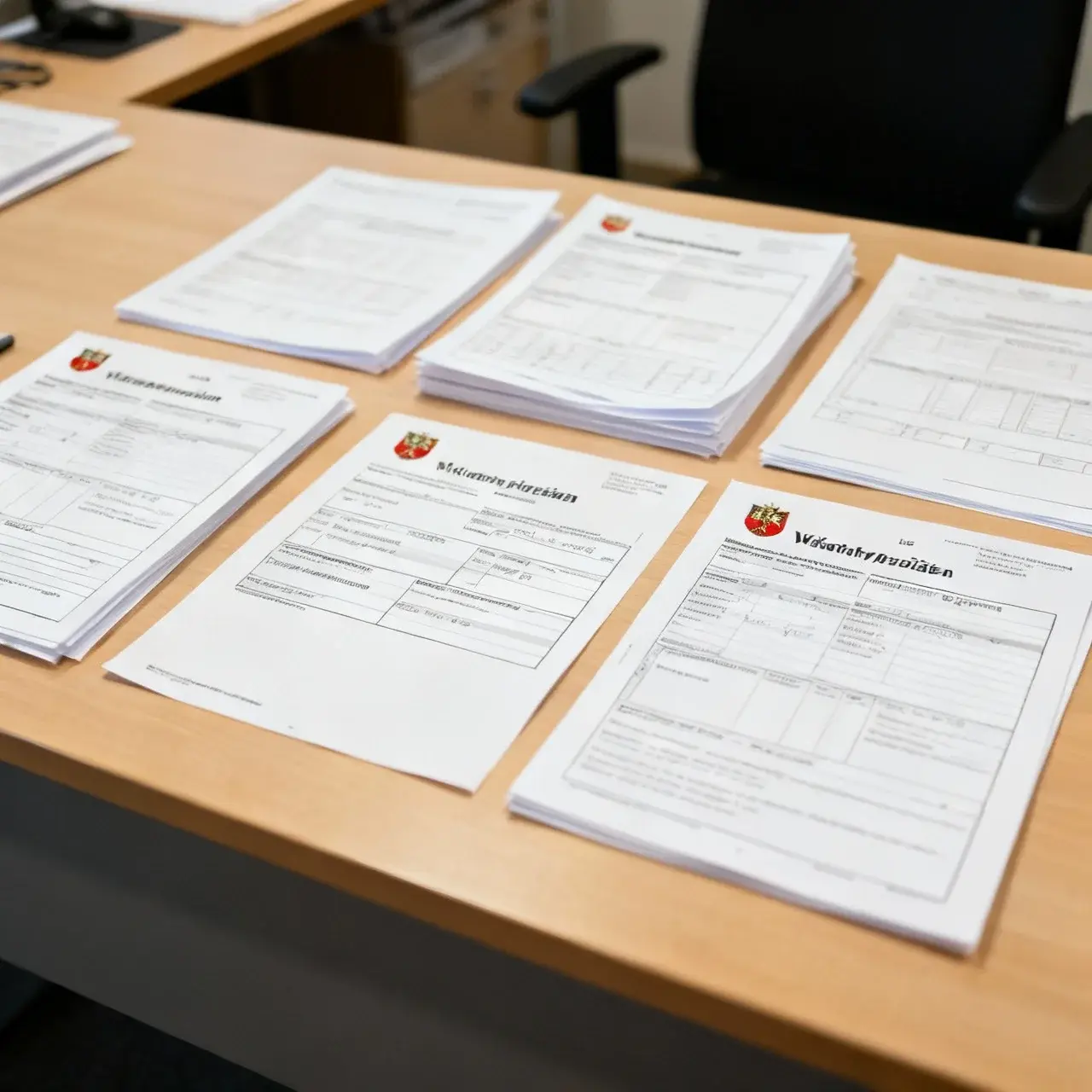 Kommunens bygglovskontor med dokument och ansökningar