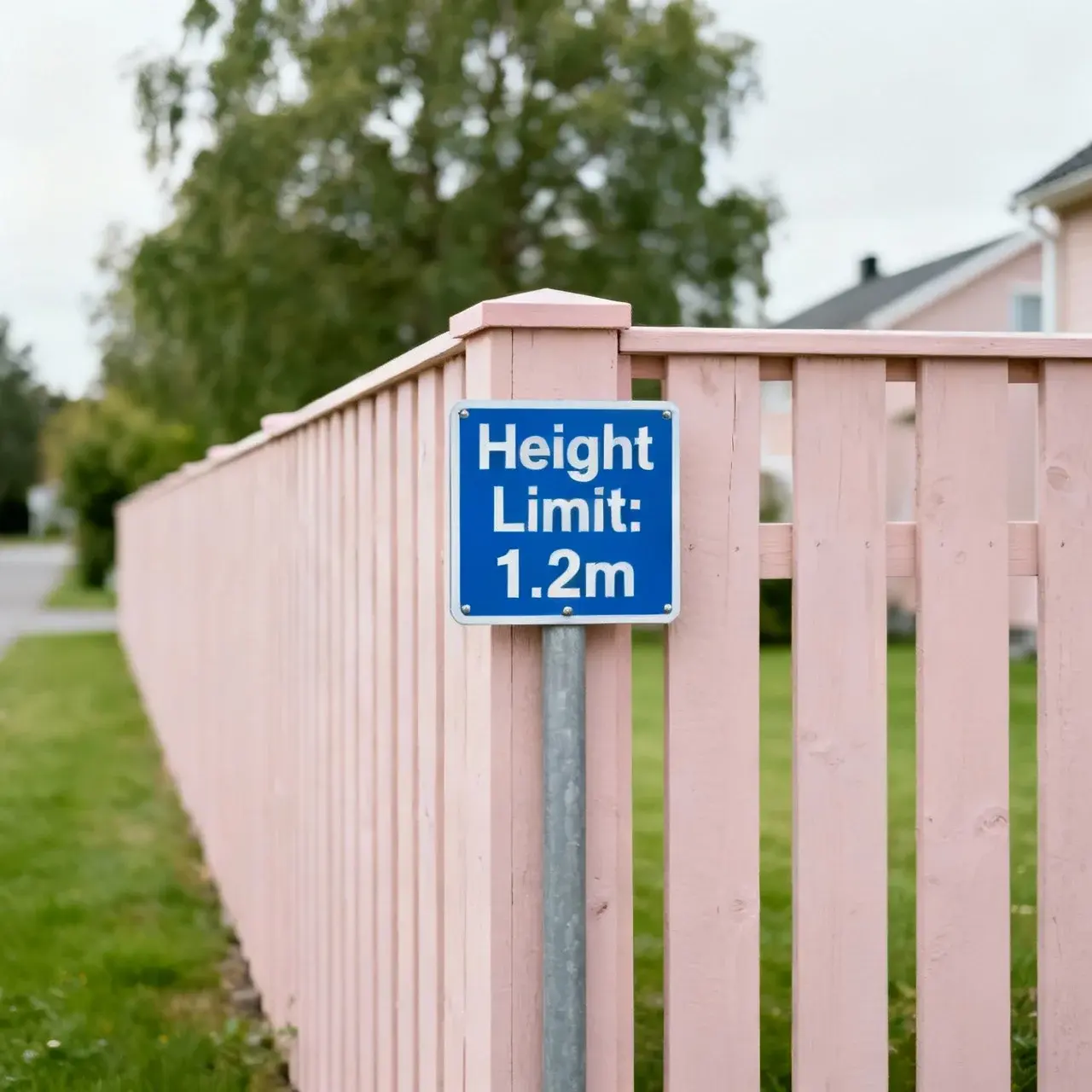 Staket vid tomtgräns som visar korrekta höjdmått