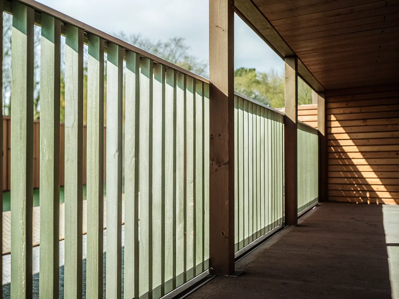 Transparent staket som visar mellanrum mellan ribborna