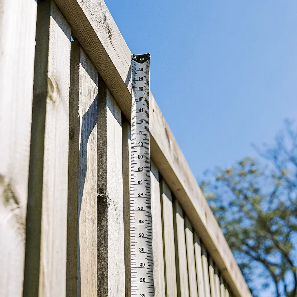 Mätverktyg mot staket visar höjdmätning