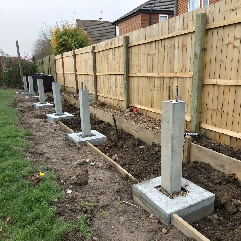 Olika stolpfästen för staket