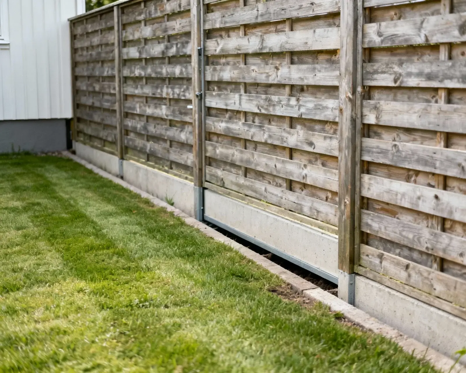 Staket med underhållsutrymme vid tomtgräns