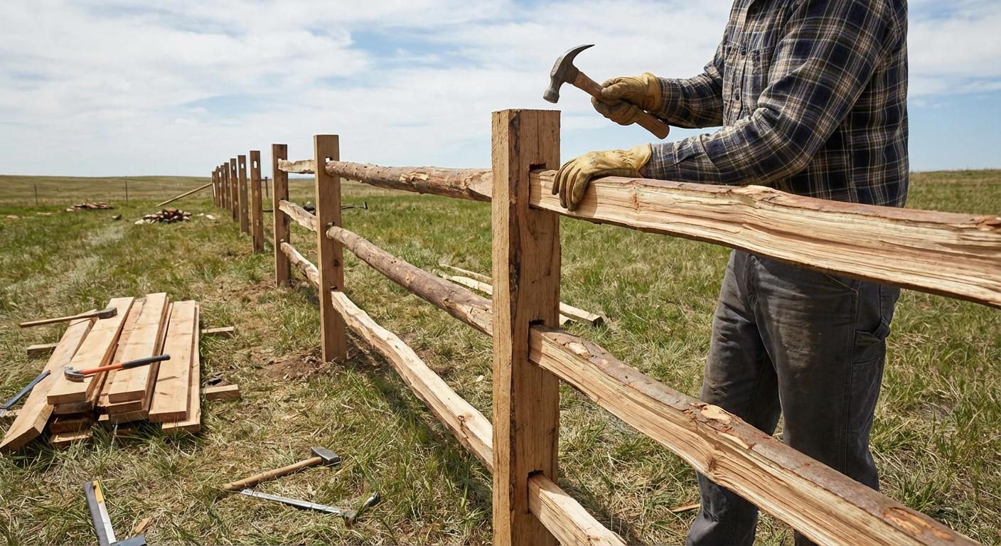 Montering av kastanjeribbor på stolpar