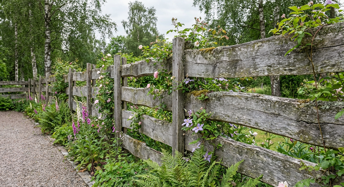 Kastanjestaket som fått naturlig grå patina