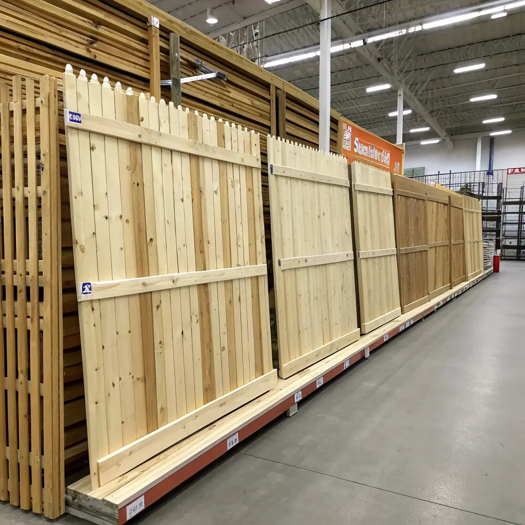 Färdiga staketsektioner i butik