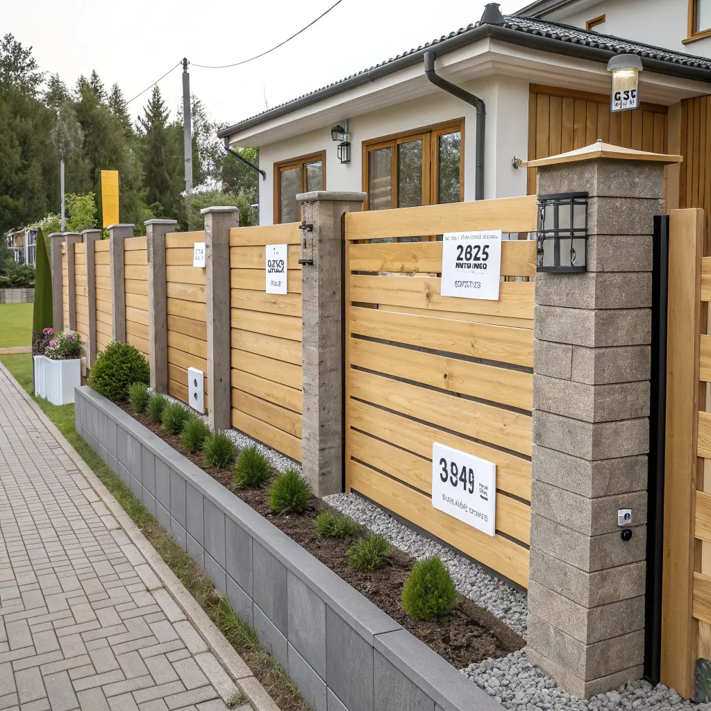 Modernt trästaket med kostnadseffektiv konstruktion