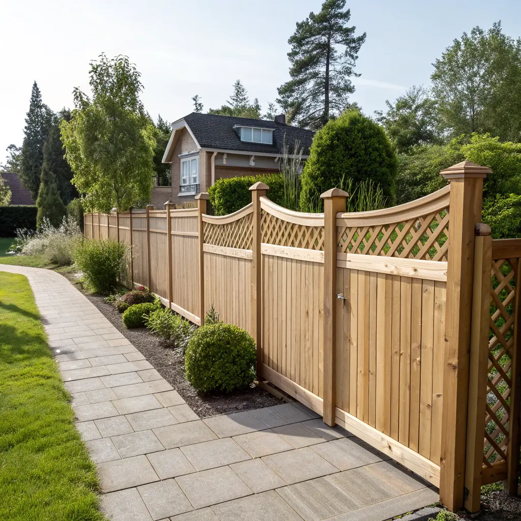 Färdigt trästaket i svensk trädgård