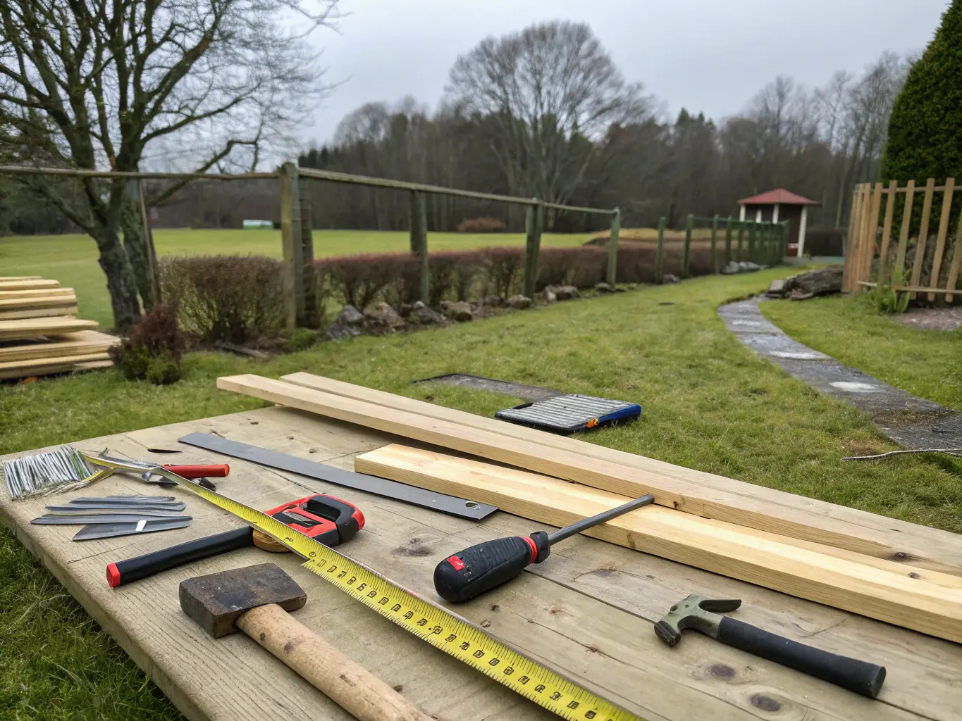 Professionella verktyg och material för staketbygge