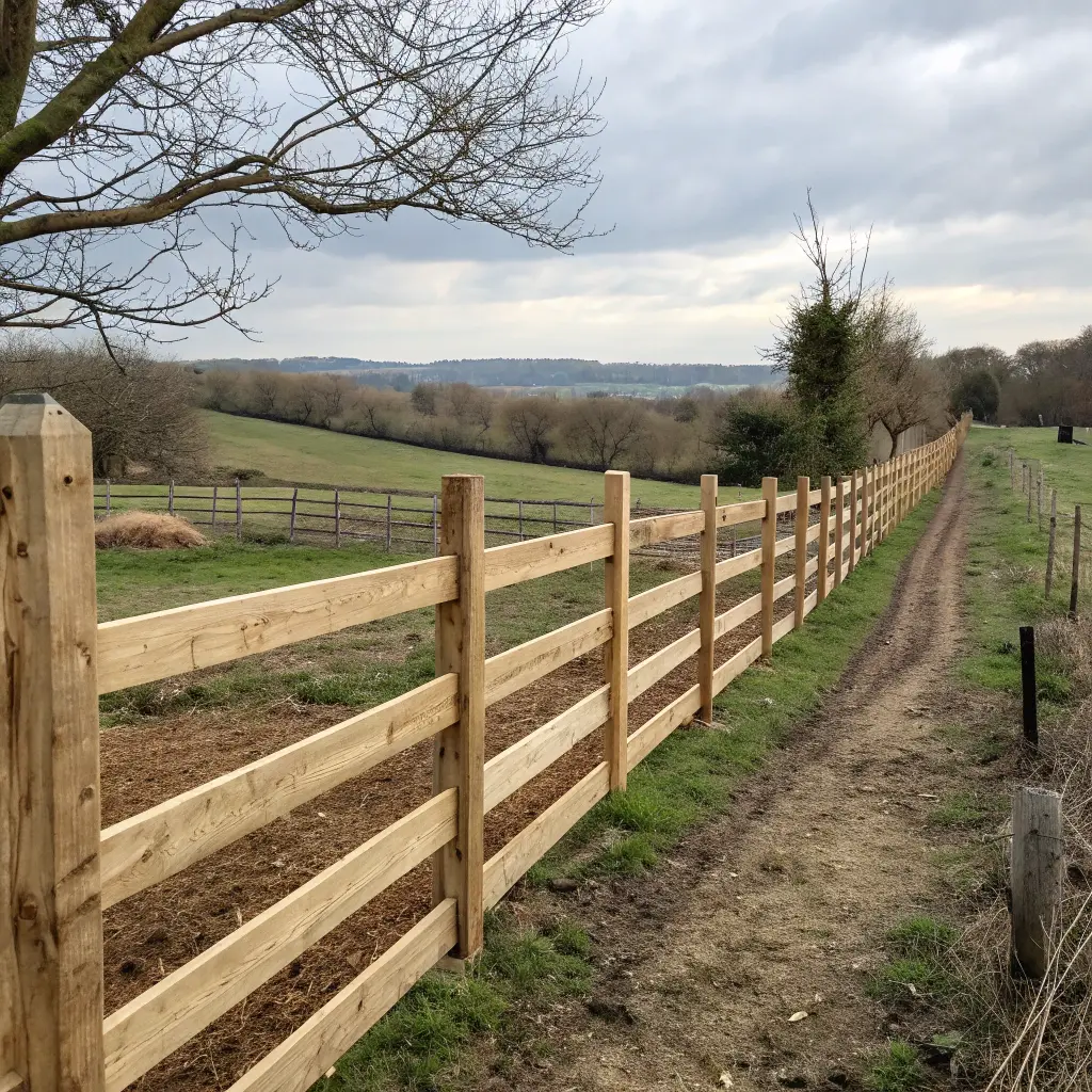 Naturligt trästaket med obehandlat virke