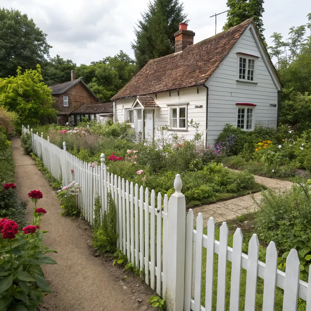 Vitt spjälstaket i klassisk lantlig stil