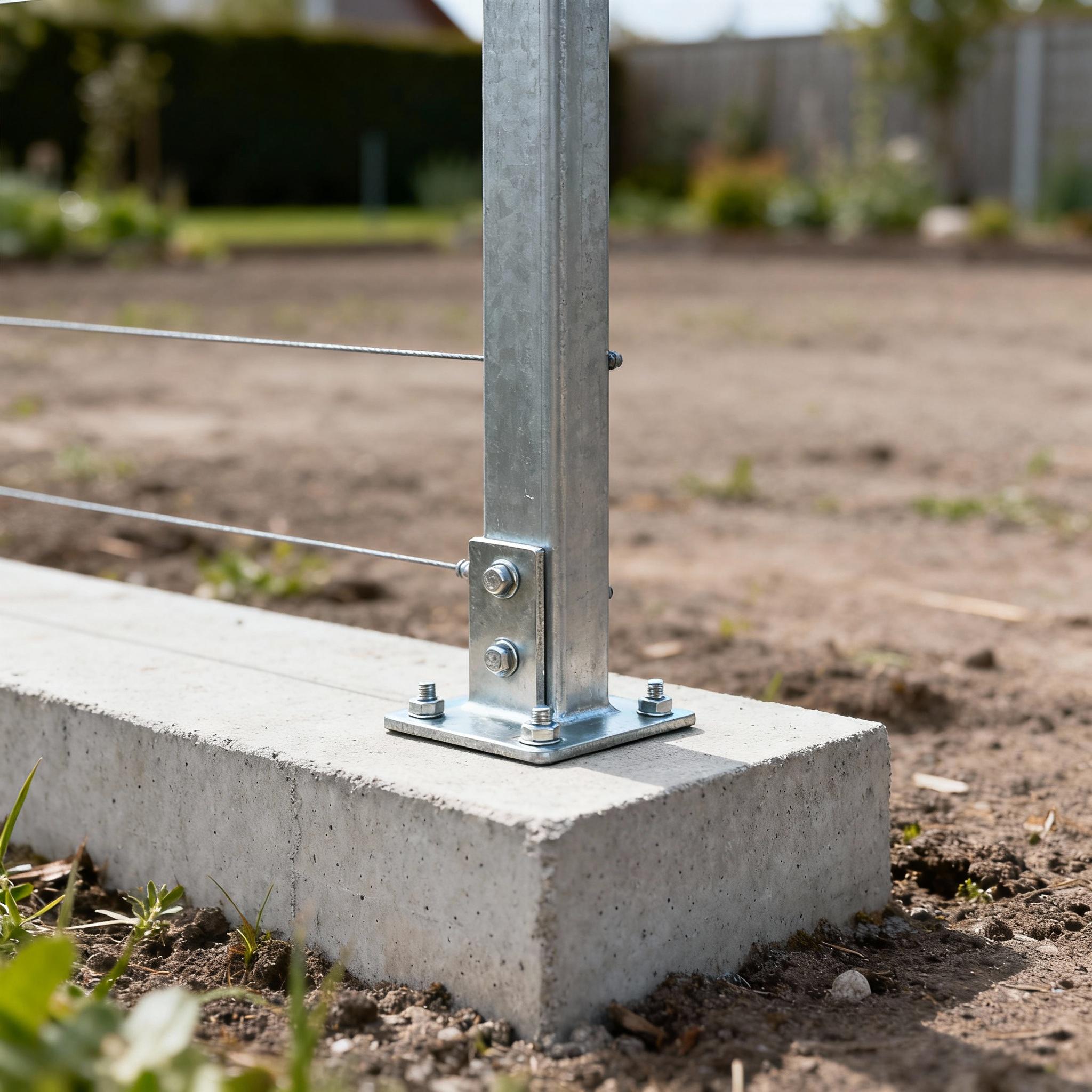 Enkelt stolpfäste på betongplint