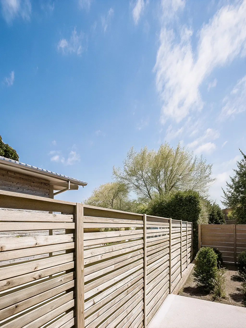 Färdigt staket med liggande plank