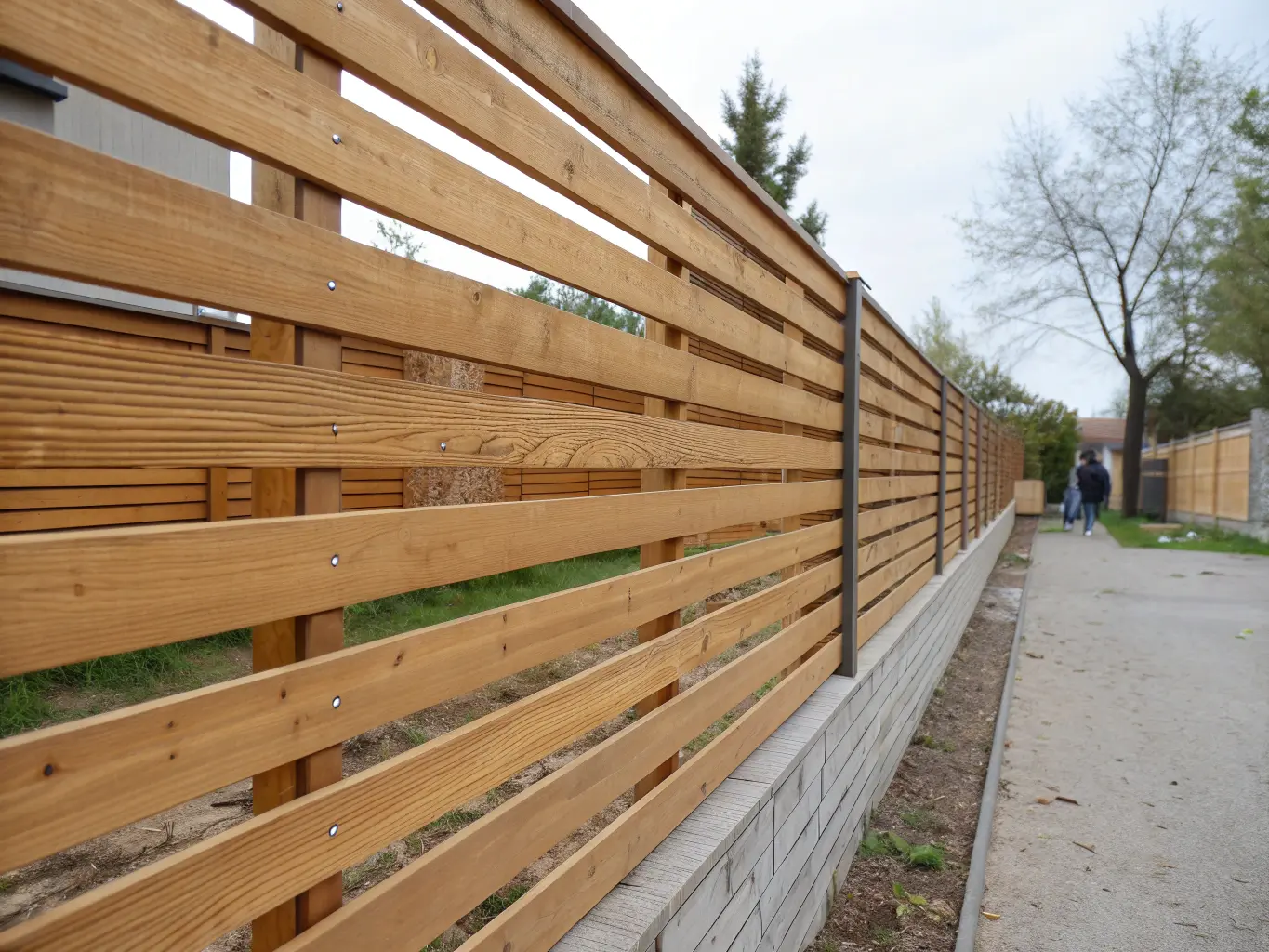 Närbilder på liggande staketdetaljer