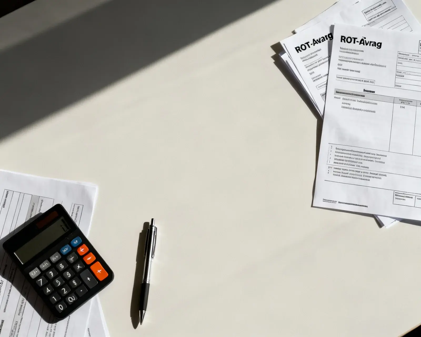 ROT-avdrag dokument och skatteformulär