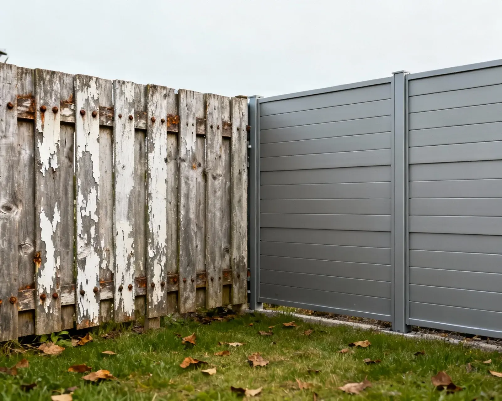 Före och efter byte av gammalt staket