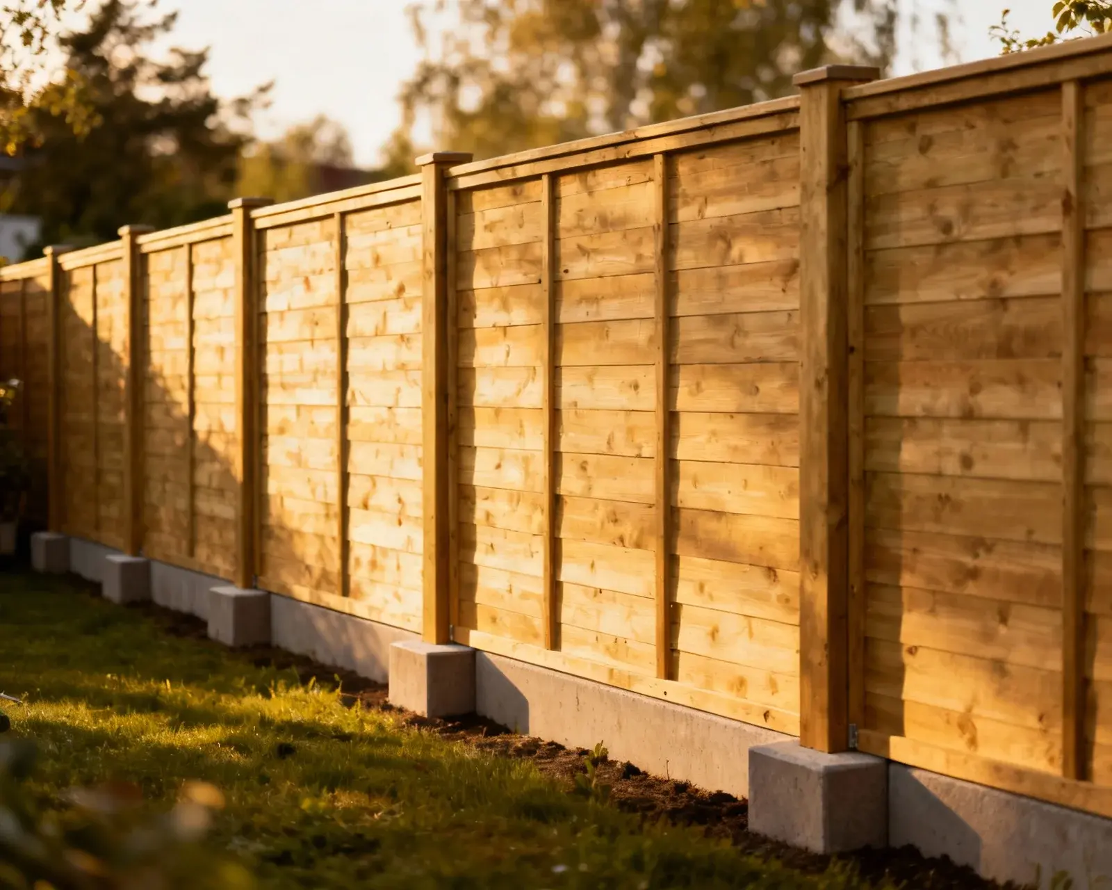 Komplett staket med plintar installerade