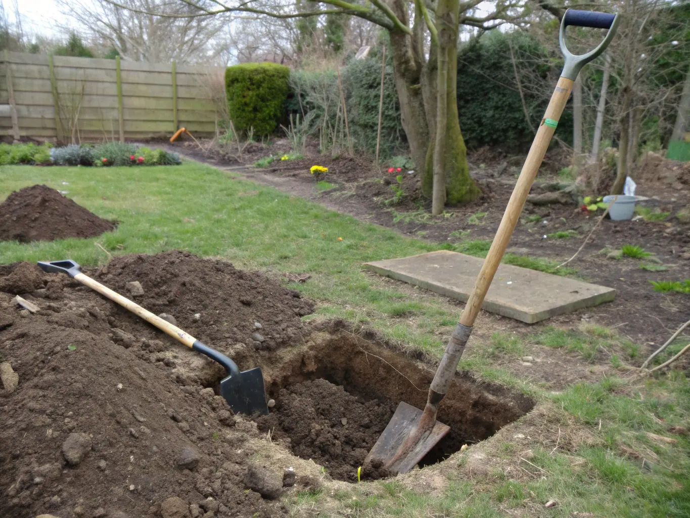 Grävning av hål för staketstolpar