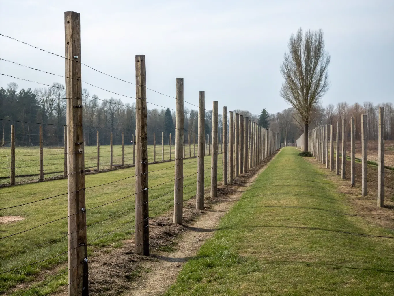 Flera stolpar i rak rad