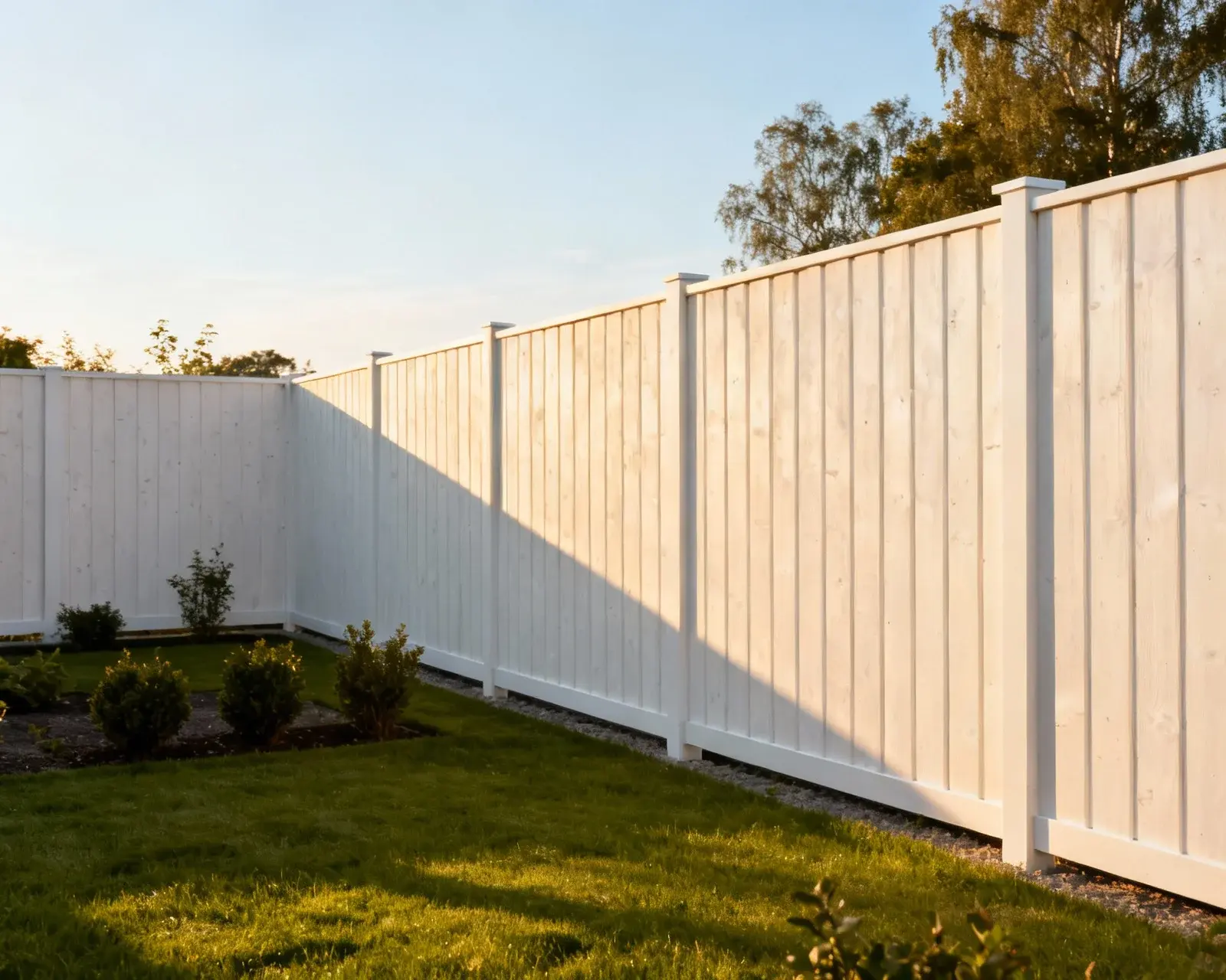 Färdigt installerat staket i svensk trädgård