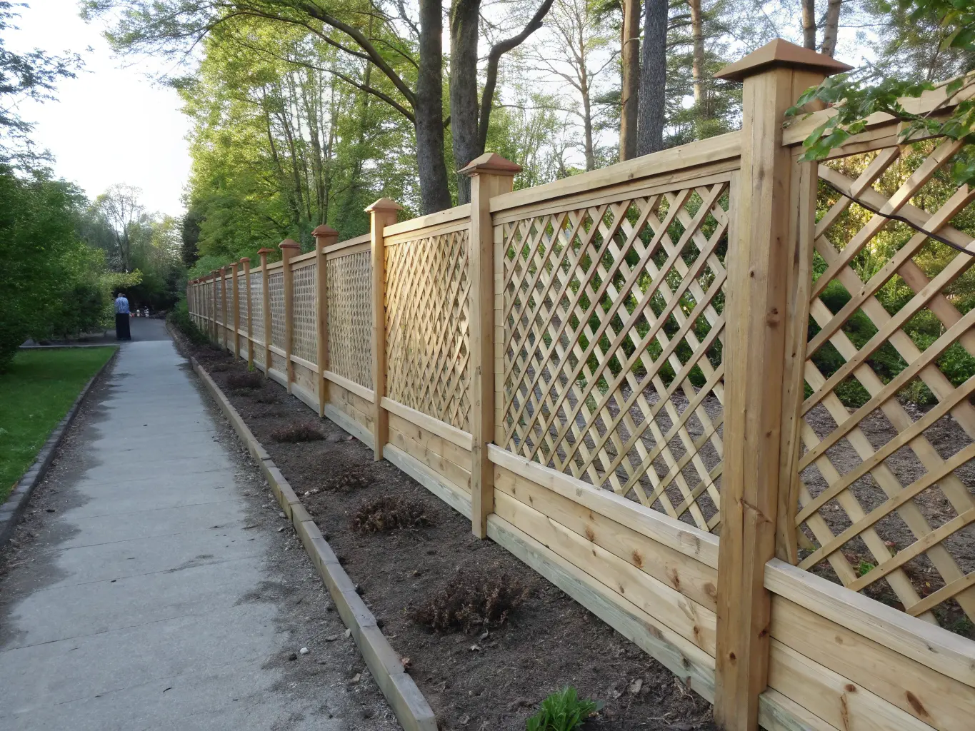 Spalje staket med diagonalt gittermönster