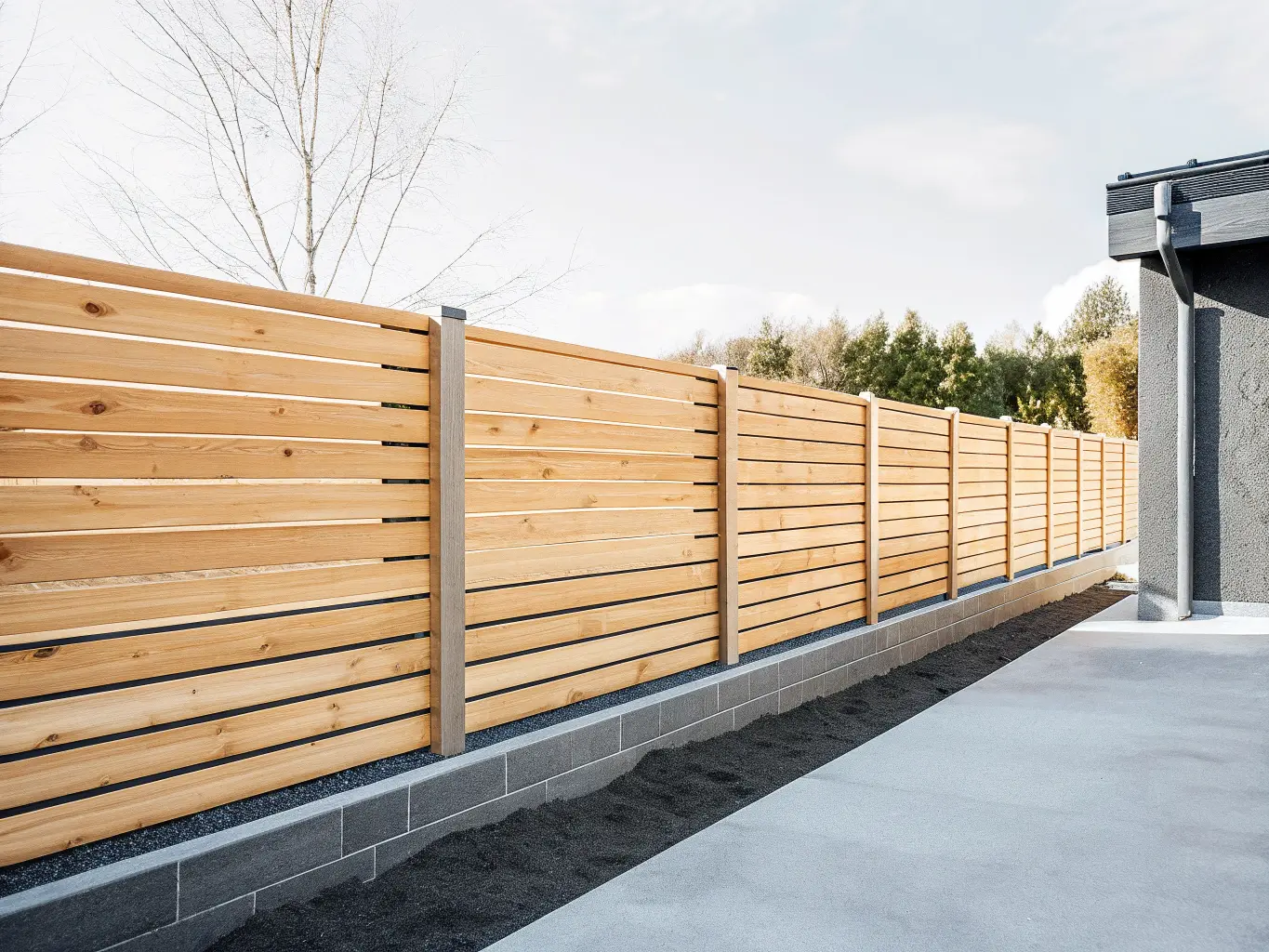 Färdigbyggt trästaket i svensk trädgårdsmiljö