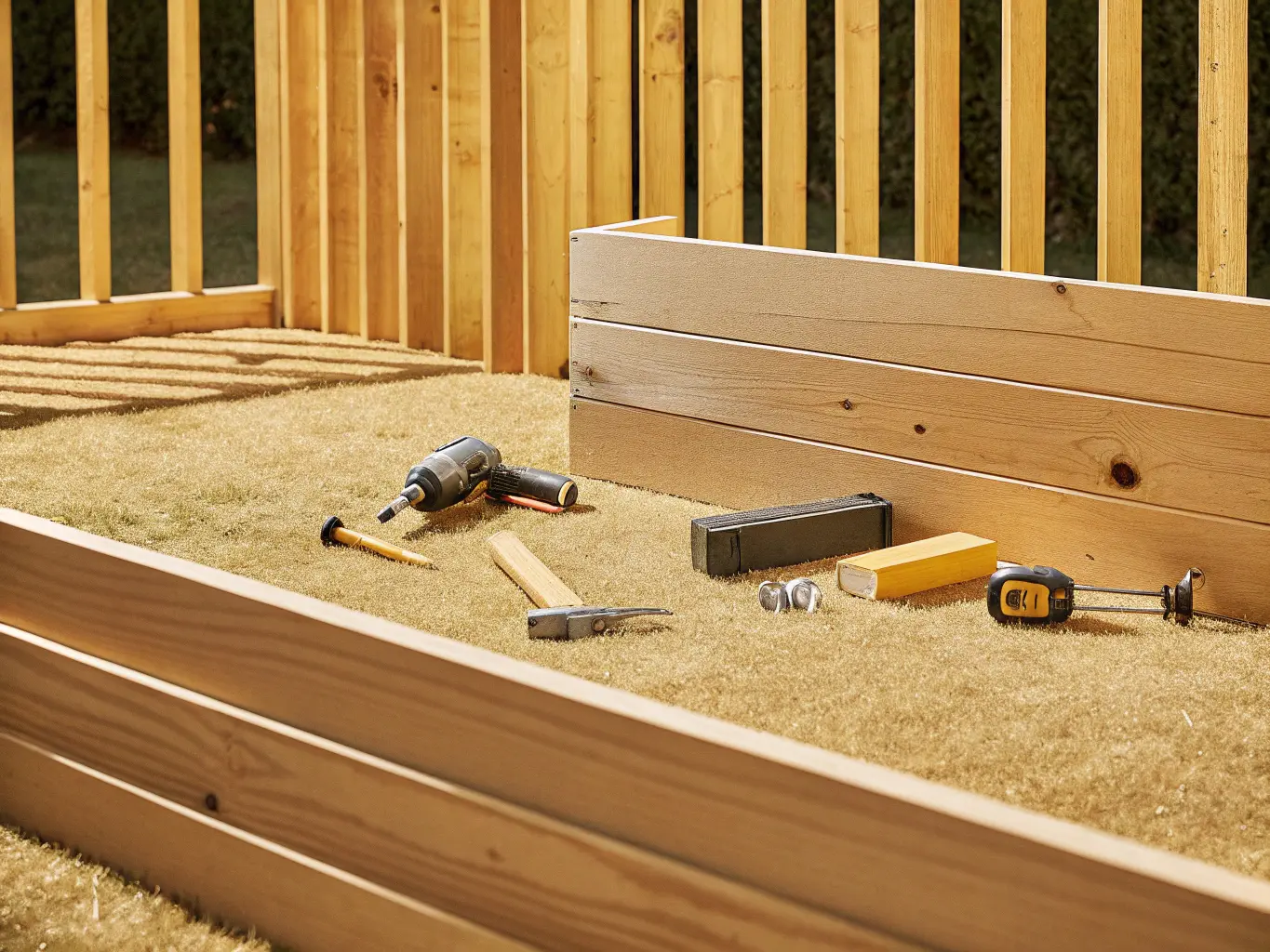 Verktyg och material för staketbygge