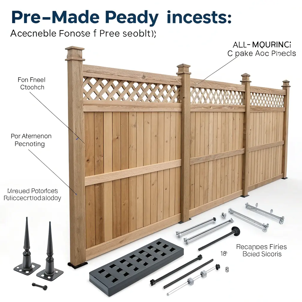 Staketsektion med stolpar redo för montering
