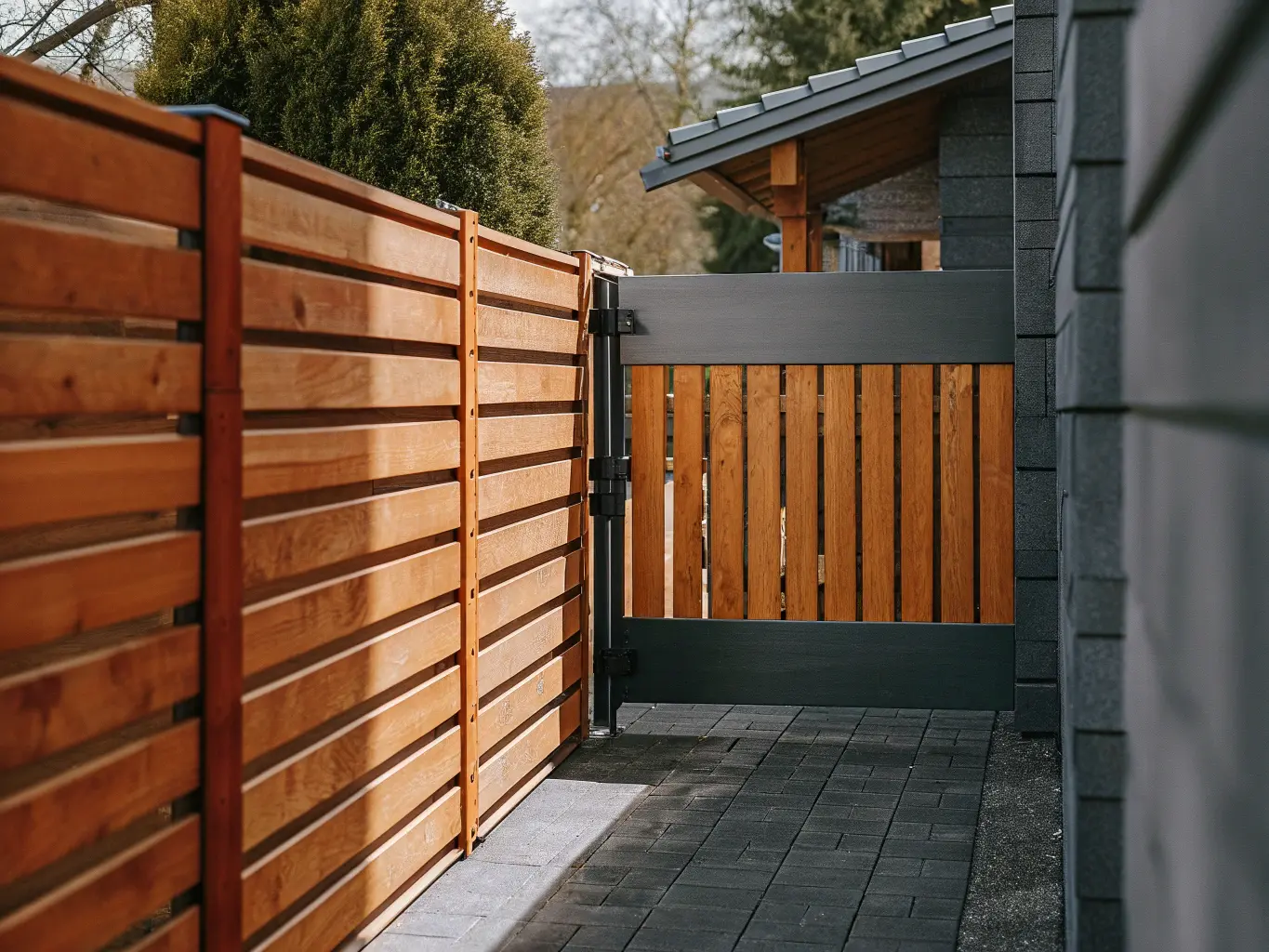 Komplett staket med integrerad grind