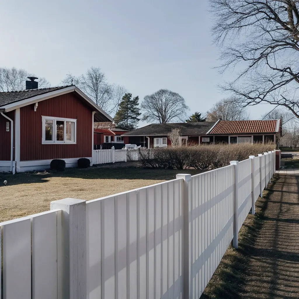 Svensk tomt med staket vid gräns
