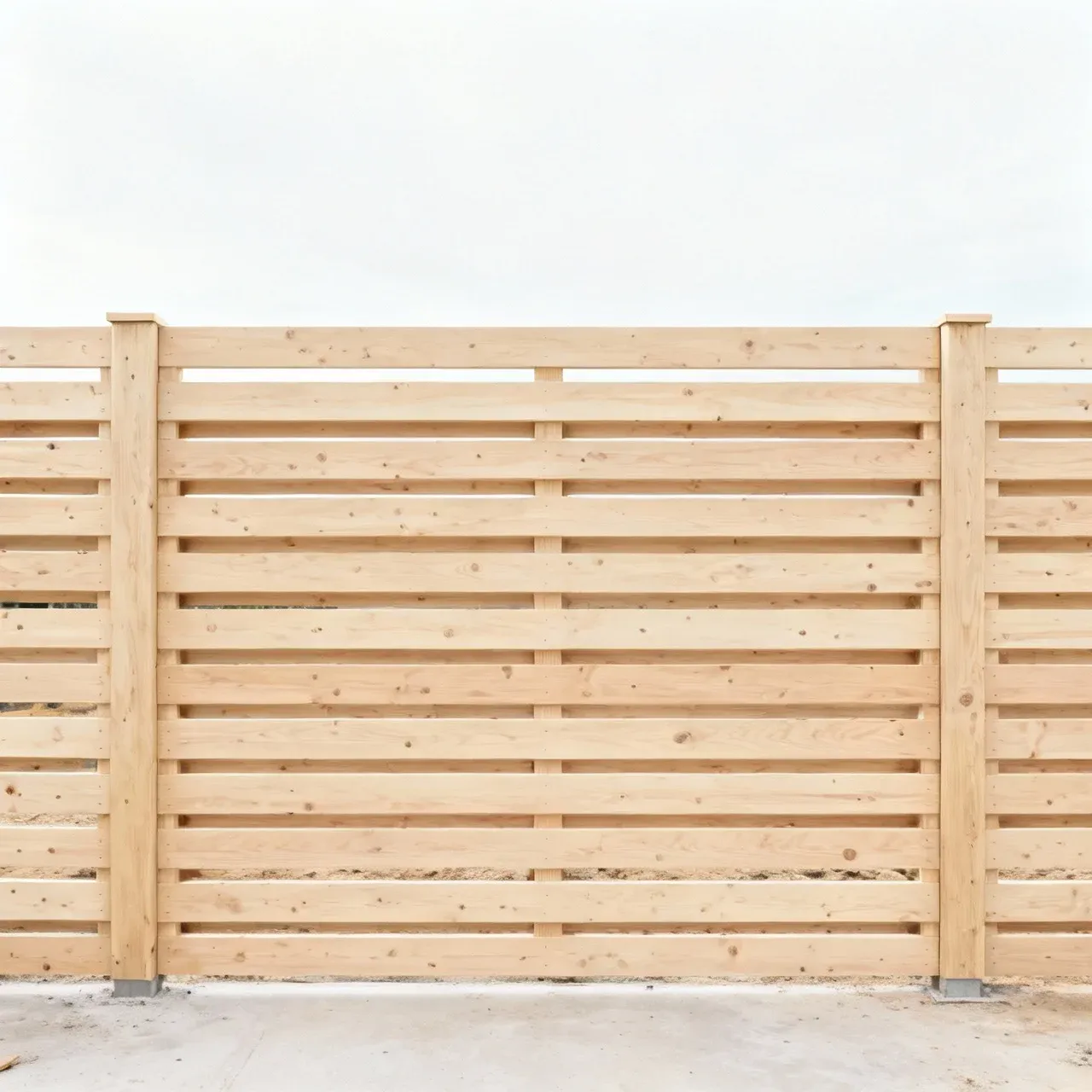 Stolpar och fundament för liggande spjälor