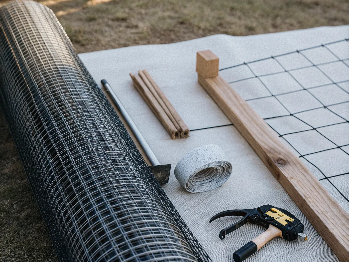 Verktyg och material för nätstaket